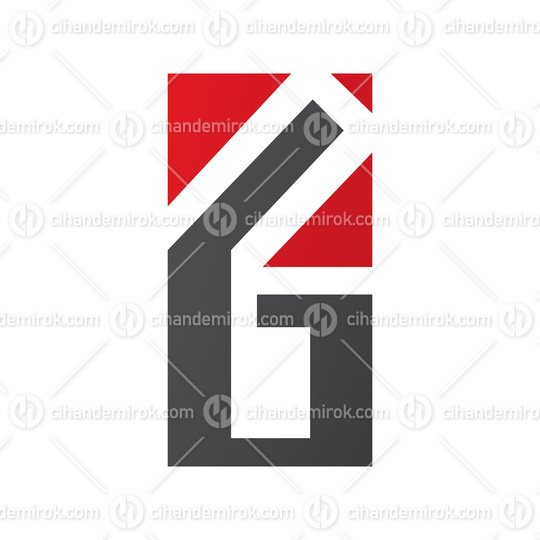 Red and Black Rectangular Letter G or Number 6 Icon