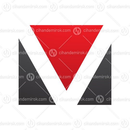 Red and Black Rectangular Shaped Letter V Icon