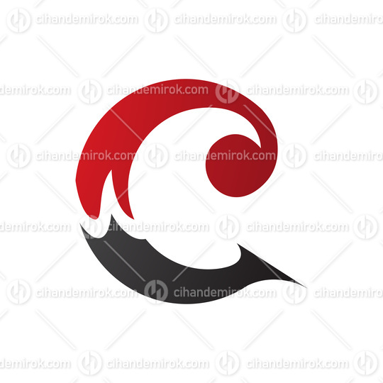 Red and Black Round Curly Letter C Icon