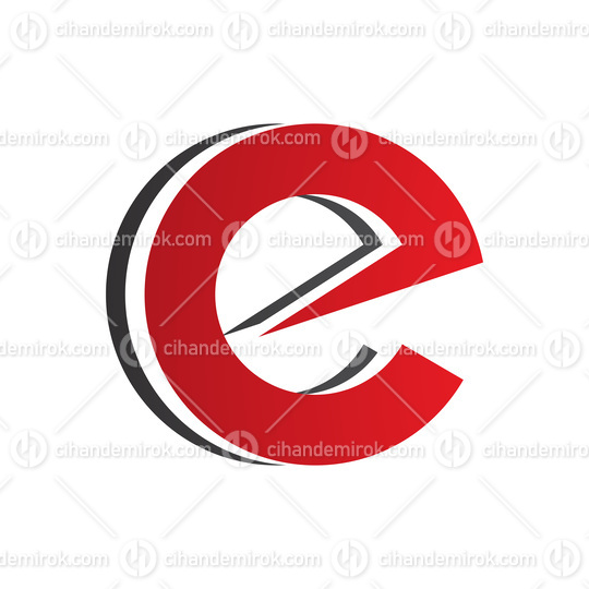 Red and Black Round Layered Lowercase Letter E Icon