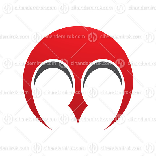 Red and Black Round Letter M Icon with Pointy Tips