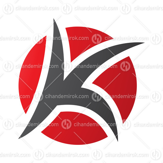 Red and Black Round Pointy Letter K Icon