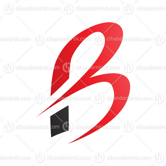 Red and Black Slim Letter B Icon with Pointed Tips