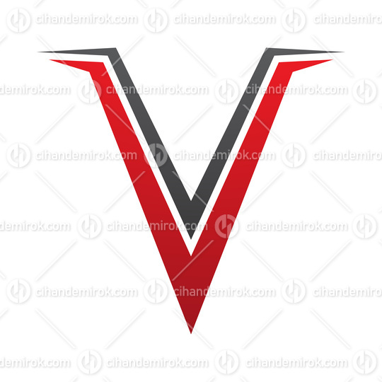 Red and Black Spiky Shaped Letter V Icon