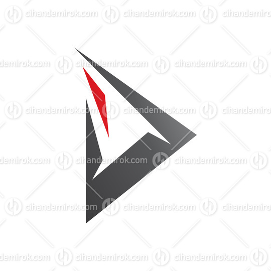 Red and Black Spiky Triangular Letter D Icon
