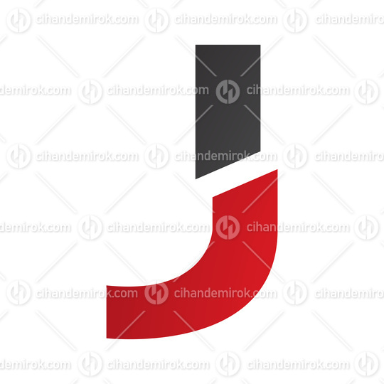 Red and Black Split Shaped Letter J Icon