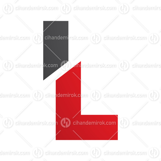 Red and Black Split Shaped Letter L Icon