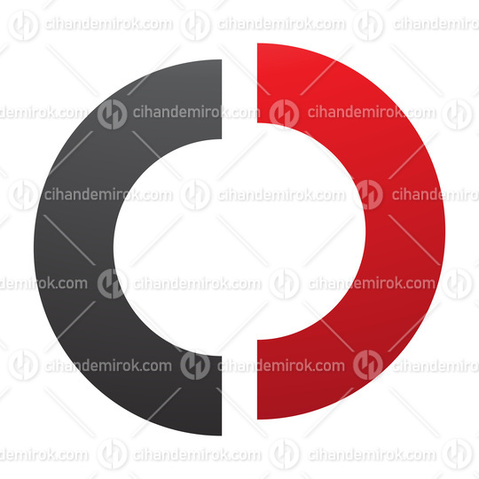 Red and Black Split Shaped Letter O Icon