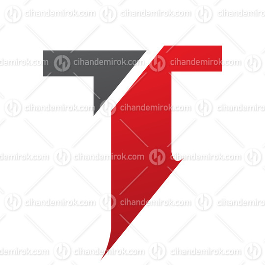 Red and Black Split Shaped Letter T Icon