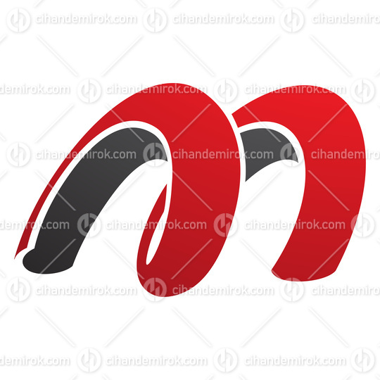 Red and Black Spring Shaped Letter M Icon