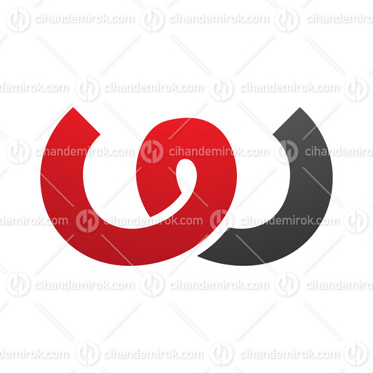 Red and Black Spring Shaped Letter W Icon