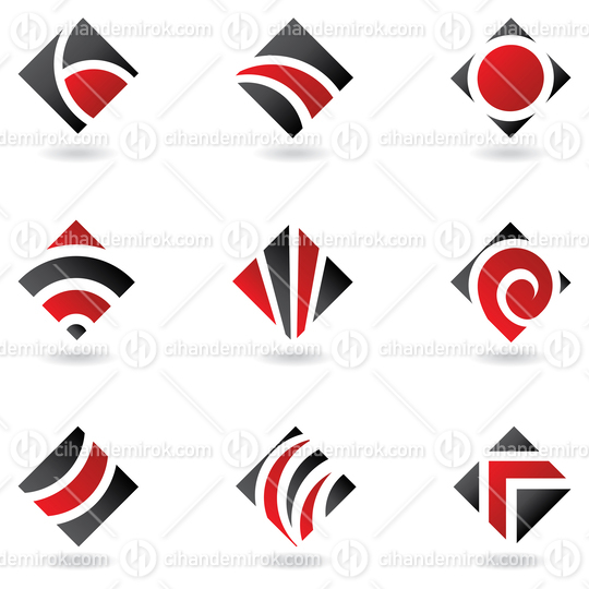 Red and Black Square Diamond Icons with Stripes