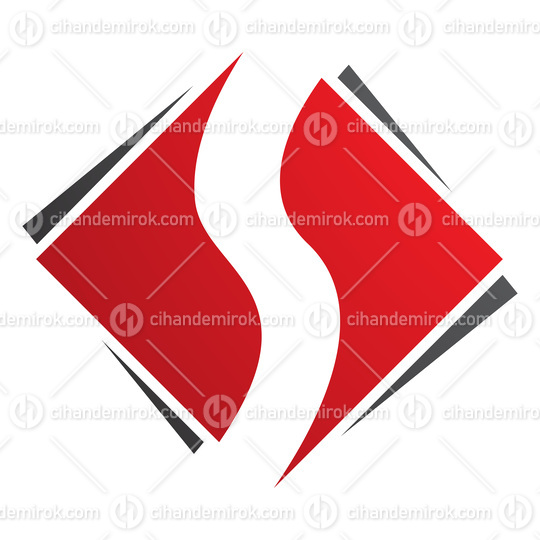 Red and Black Square Diamond Shaped Letter S Icon