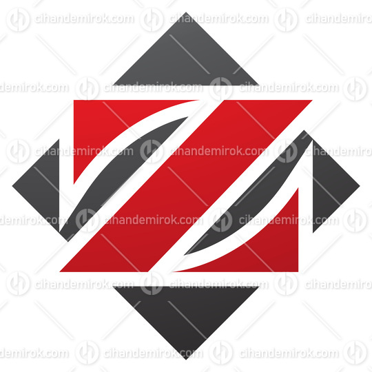 Red and Black Square Diamond Shaped Letter Z Icon