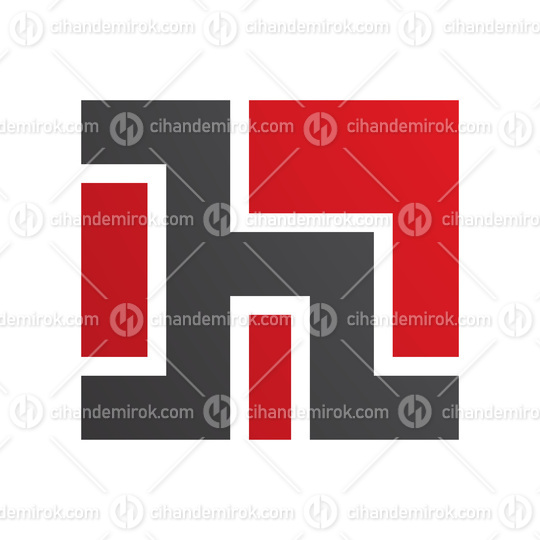 Red and Black Square Shaped Letter H Icon