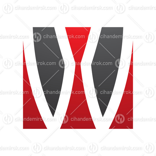 Red and Black Square Shaped Letter W Icon