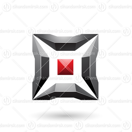 Red and Black Square with 3d Glossy Pieces Vector Illustration
