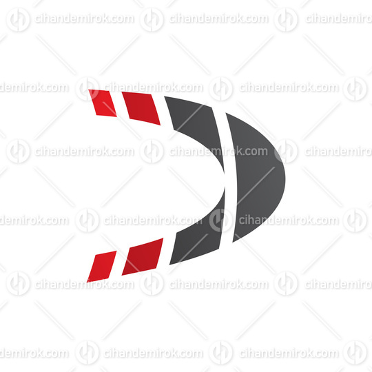 Red and Black Striped Letter D Icon