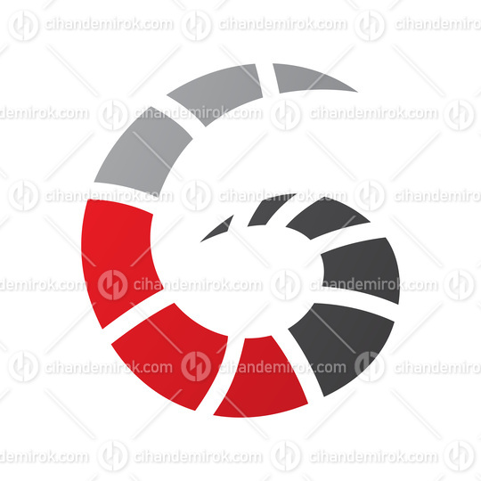 Red and Black Swirly Letter G Icon with Stripes