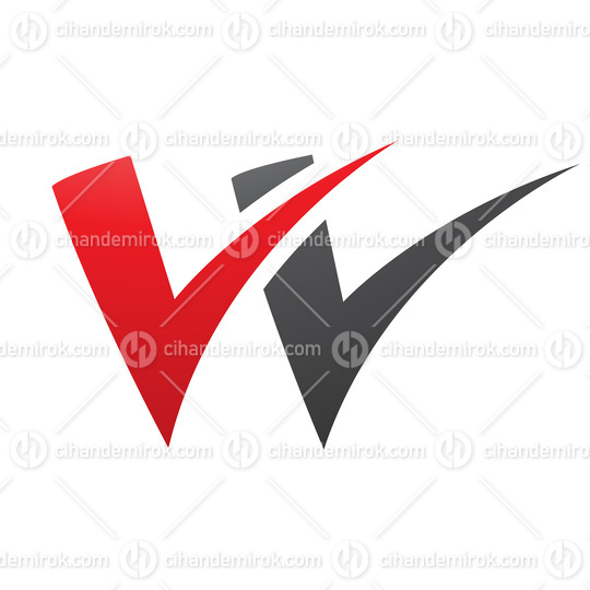 Red and Black Tick Shaped Letter W Icon