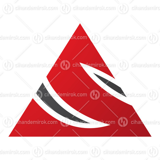 Red and Black Triangle Shaped Letter S Icon