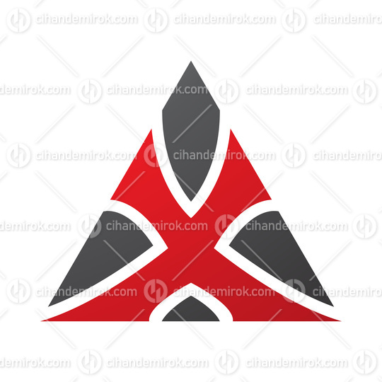 Red and Black Triangle Shaped Letter X Icon