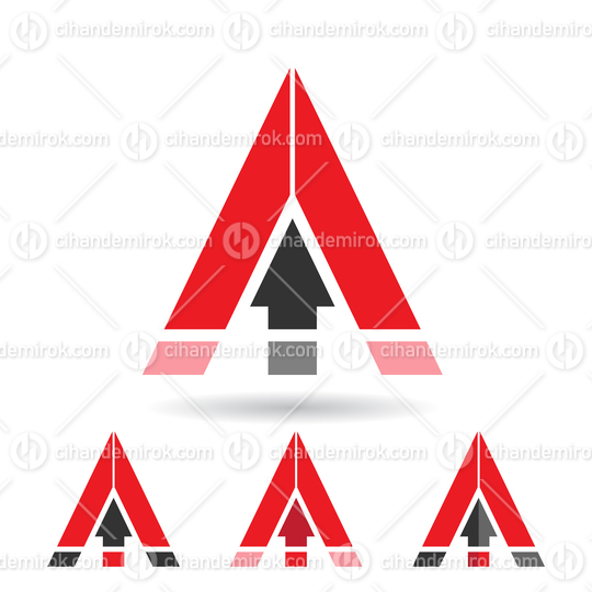 Red and Black Triangular Letter A Icon with an Upwards Arrow