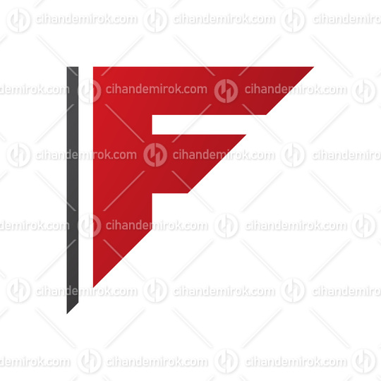 Red and Black Triangular Letter F Icon