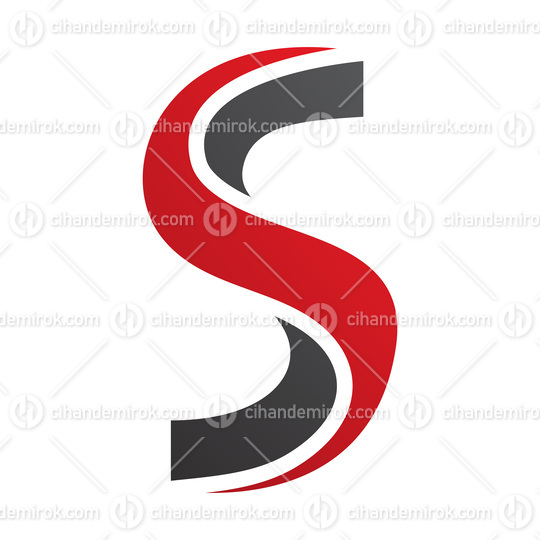 Red and Black Twisted Shaped Letter S Icon