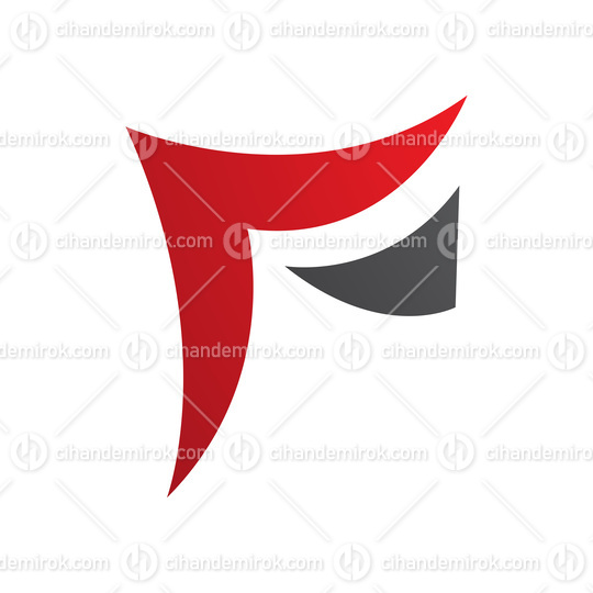 Red and Black Wavy Paper Shaped Letter F Icon