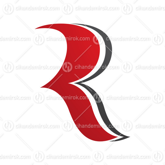 Red and Black Wavy Shaped Letter R Icon