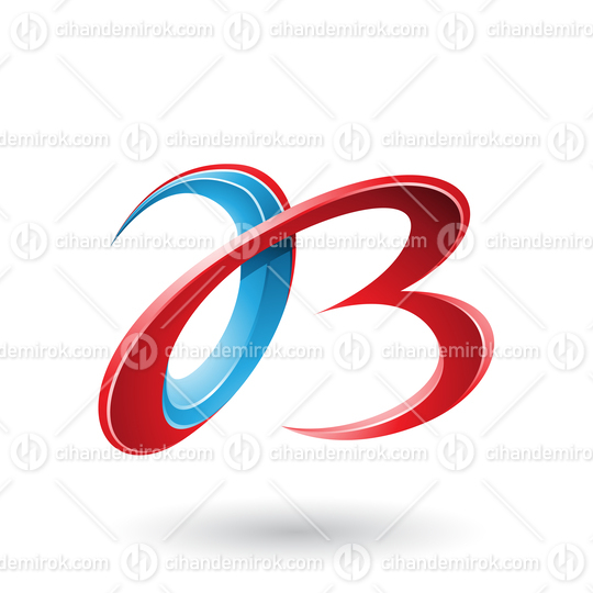 Red and Blue 3d Curly Letters A and B Vector Illustration