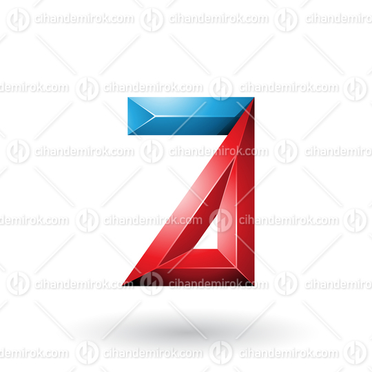 Red and Blue 3d Geometrical Embossed Letter A Vector Illustration