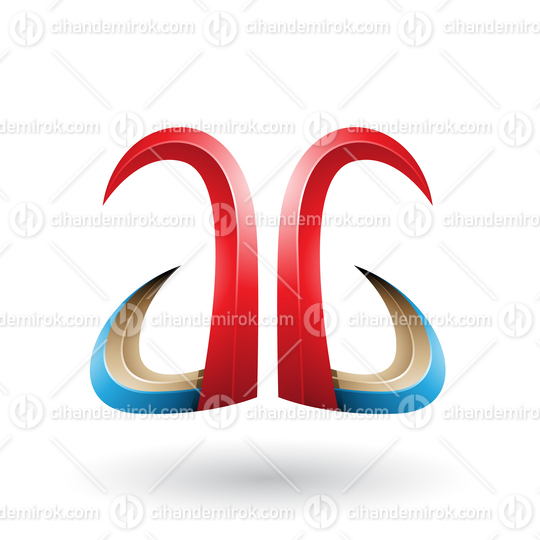 Red and Blue 3d Horn Like Letter A and G Vector Illustration