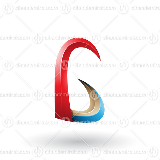 Red and Blue 3d Horn Like Letter G Vector Illustration