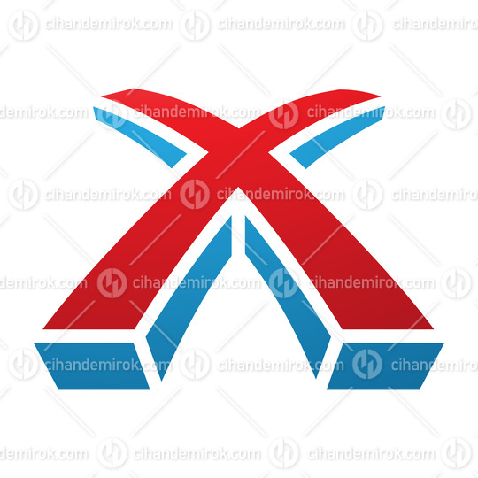 Red and Blue 3d Shaped Letter X Icon