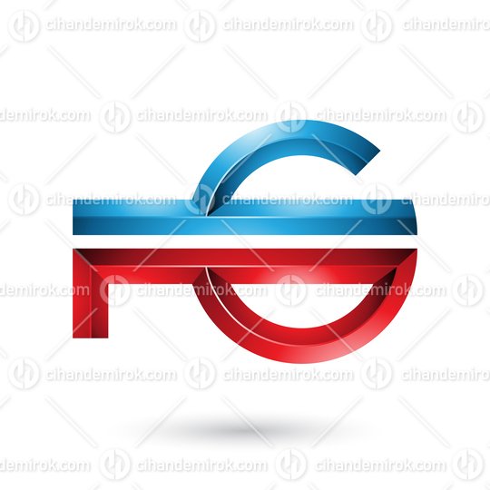 Red and Blue Abstract Key-like Symbol Vector Illustration