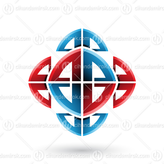 Red and Blue Abstract Ornamental Bow Shapes Vector Illustration