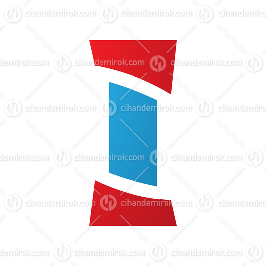 Red and Blue Antique Pillar Shaped Letter I Icon