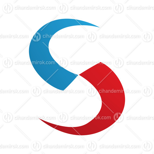 Red and Blue Blade Shaped Letter S Icon