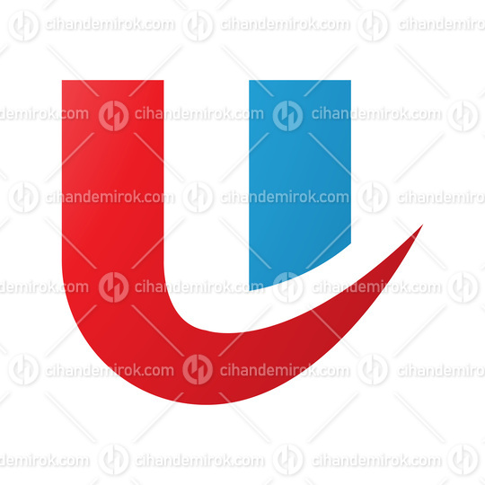 Red and Blue Bold Curvy Shaped Letter U Icon