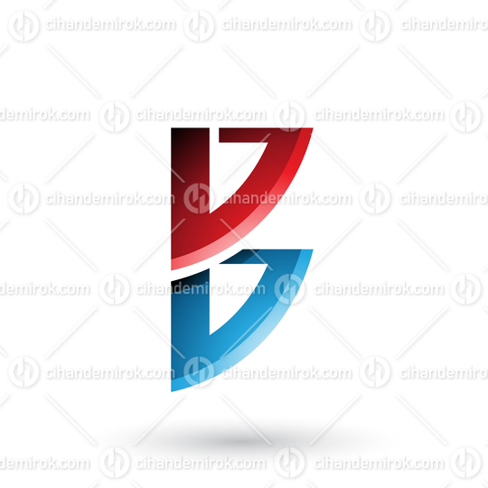 Red and Blue Bow Like Shape of Letter B Vector Illustration