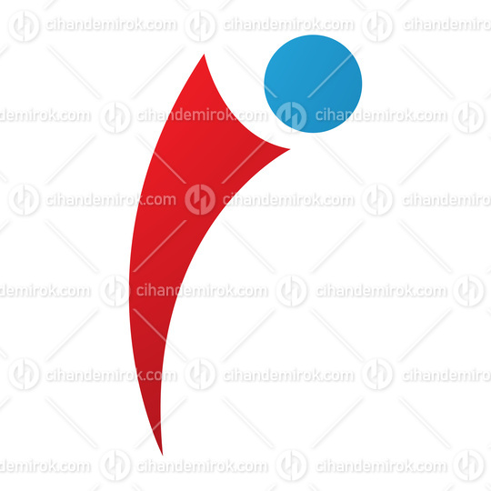 Red and Blue Bowing Person Shaped Letter I Icon
