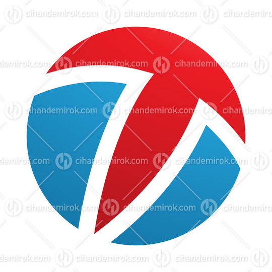 Red and Blue Circle Shaped Letter T Icon