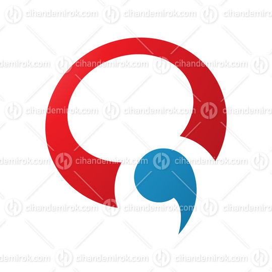 Red and Blue Comma Shaped Letter Q Icon