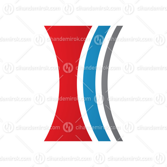 Red and Blue Concave Lens Shaped Letter I Icon