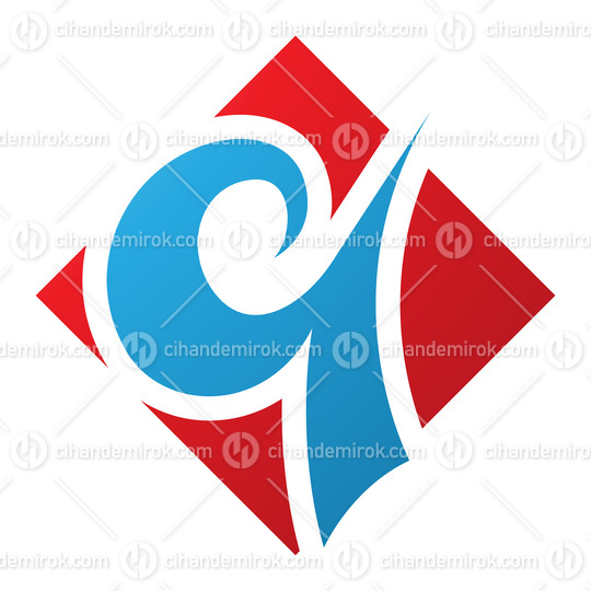 Red and Blue Diamond Shaped Letter Q Icon