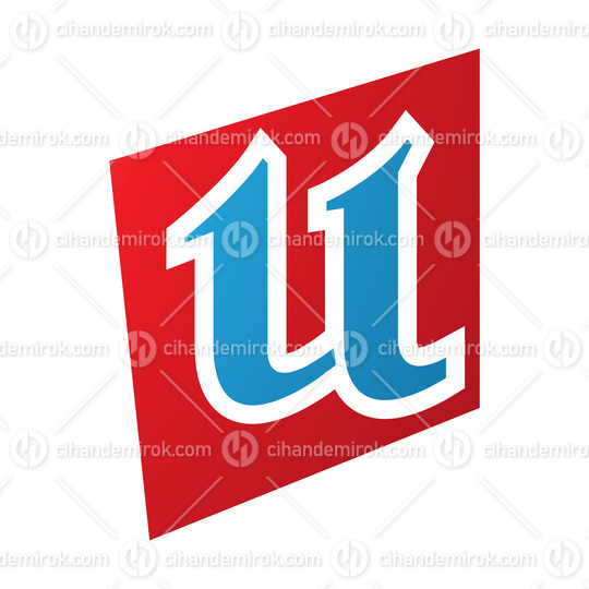 Red and Blue Distorted Square Shaped Letter U Icon