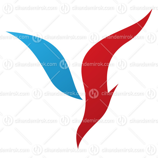 Red and Blue Diving Bird Shaped Letter Y Icon