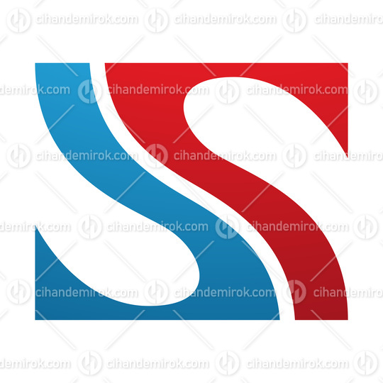 Red and Blue Fish Fin Shaped Letter S Icon
